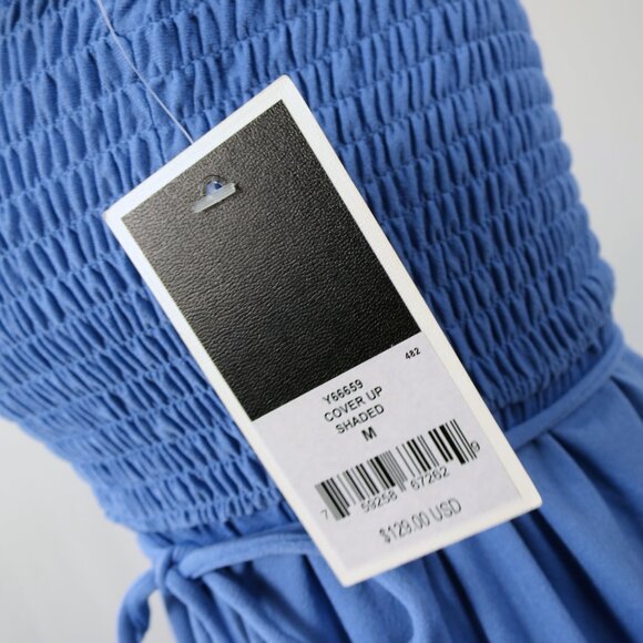 NWT Juicy Couture Blue Smocked Strapless Cover Up Tube Dress Ruffle Hem M - Picture 8 of 15